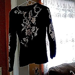 Calvin Klein black tunic shirt with white contemporary design